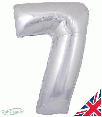 Oaktree 30inch Number 7 Silver - Foil Balloons