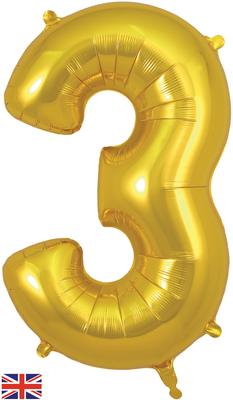 Oaktree 34inch Number 3 Gold - Foil Balloons
