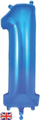Oaktree 34inch Number 1 Blue - Foil Balloons