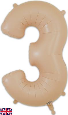 Oaktree 34inch Number 3 Matte Nude - Foil Balloons