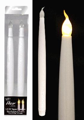 27.5cm LED Taper Candles with Flicker - 2pcs - L.E.D Lights