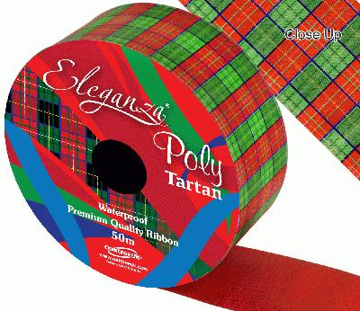 Eleganza Poly 50mm x 50m Tartan - Christmas Ribbon