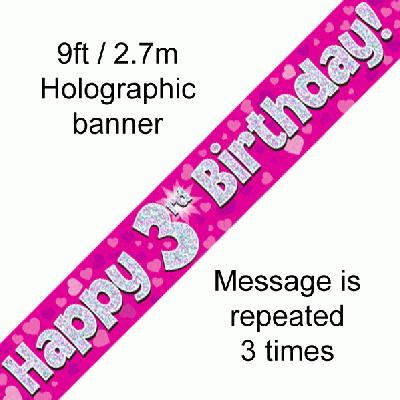 3rd Birthday Pink - Banners & Bunting
