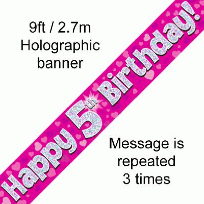 5th Birthday Pink - Banners & Bunting