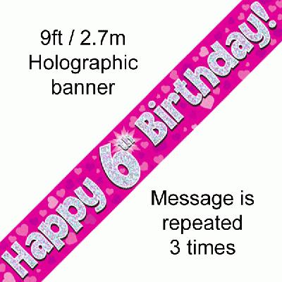 6th Birthday Pink - Banners & Bunting