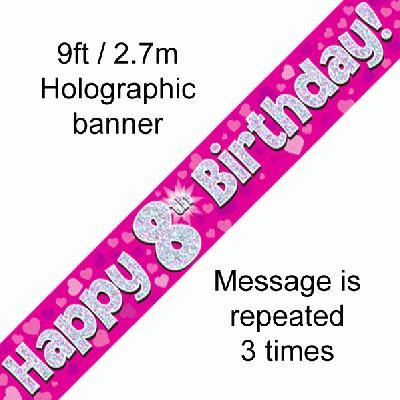 8th Birthday Pink - Banners & Bunting