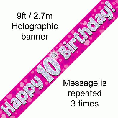10th Birthday Pink - Banners & Bunting