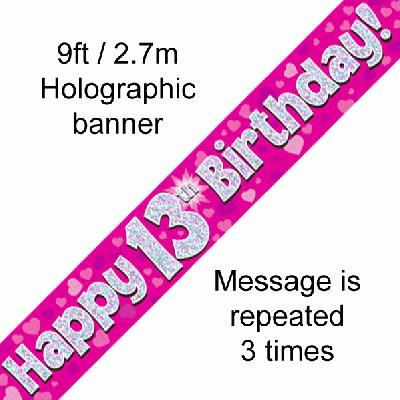 13th Birthday Pink - Banners & Bunting