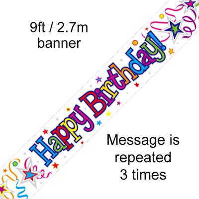 Happy Birthday Ribbons and Stars - Banners & Bunting