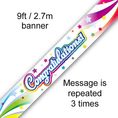 9ft Banner Congratulations Swirl - Banners & Bunting