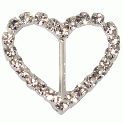 Diamanté Buckles - Heart 27mm 6pcs - Accessories