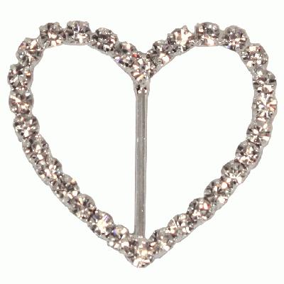 Diamanté Buckles - Heart 40mm 4pcs - Accessories