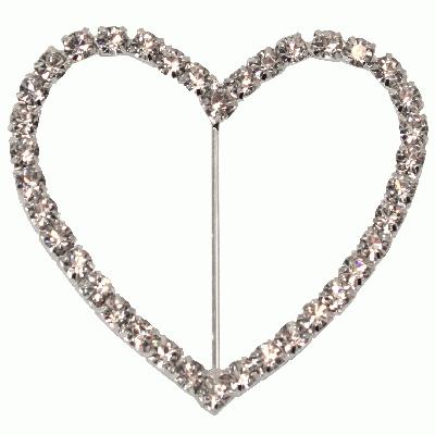 Diamanté Buckle - Heart 70mm 1pc - Accessories