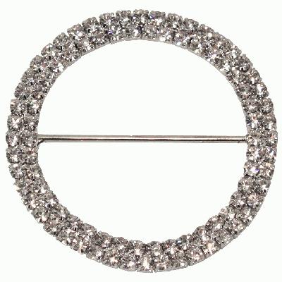 Diamanté Buckle - Double Round 65mm 1pc - Accessories