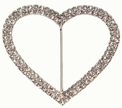 Diamanté Buckles - Double Heart 75mm 1pc - Accessories