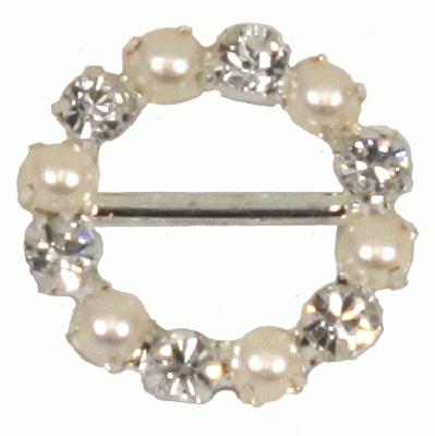 Diamanté Buckles - Pearl Round 16mm 4pcs - Accessories