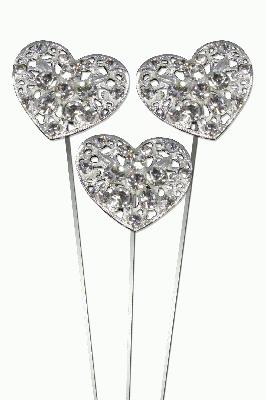 Eleganza Damask Diamante Heart Wire Picks 32mm 3pcs - Accessories
