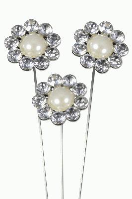 Eleganza Large Pearl Diamante Surround Wire Picks 28mm 8" 3pcs - Accessories