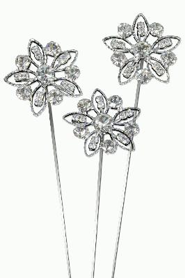 Eleganza Delicate Diamante Flower Wire Pick 30mm 3pcs - Accessories