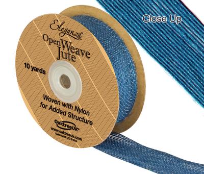 Eleganza Open Weave Jute 25mm x 9.1m (10yds) Aqua - Ribbons