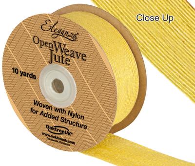 Eleganza Open Weave Jute 38mm x 9.1m (10yds) Yellow No.11 - Ribbons