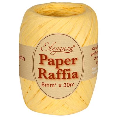 Eleganza Paper Raffia 8mm x 30m No.10 Pale Yellow - Ribbons
