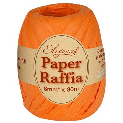 Eleganza Paper Raffia 8mm x 30m No.04 Orange - Ribbons