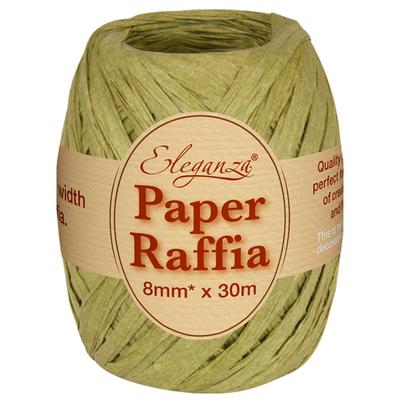 Eleganza Paper Raffia 8mm x 30m No.51 Sage Green - Ribbons