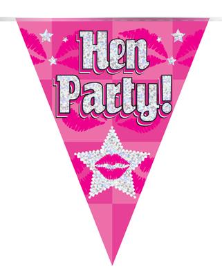 Party Bunting Hen Party Holographic Dot 11 flags 3.9m - Banners & Bunting