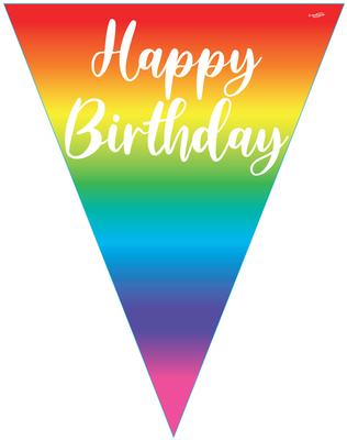 Party Bunting Rainbow Script Birthday 11 flags 3.9m - Banners & Bunting
