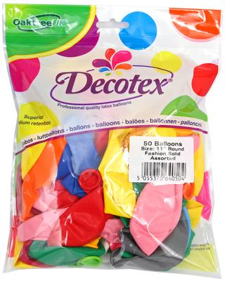 Decotex Pro 11inch Fashion Solid Assorted x50pcs - Latex Balloons