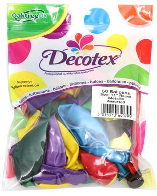 Decotex Pro 11inch Metallic Assorted x50pcs - Latex Balloons