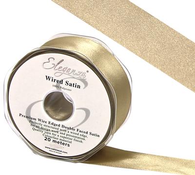 Eleganza Wired Edge Premium Double Faced Satin 25mm x 20m Taupe No.03 - Ribbons