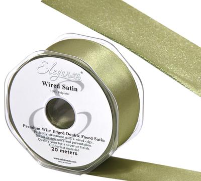 Eleganza Wired Edge Premium Double Faced Satin 25mm x 20m Olive No.94 - Ribbons
