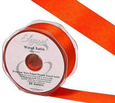 Eleganza Wired Edge Premium Double Faced Satin 25mm x 20m Orange No. 04 - Ribbons