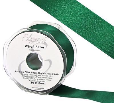 Eleganza Wired Edge Premium Double Faced Satin 25mm x 20m Emerald No.15 - Ribbons