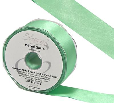 Eleganza Wired Edge Premium Double Faced Satin 25mm x 20m Mint No.13 - Ribbons