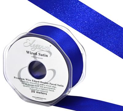 Eleganza Wired Edge Premium Double Faced Satin 25mm x 20m Royal Blue No.18 - Ribbons