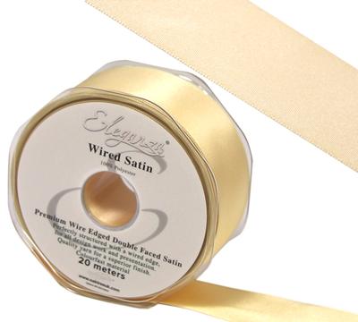 Eleganza Wired Edge Premium Double Faced Satin 38mm x 20m Buttermilk No.08 - Ribbons