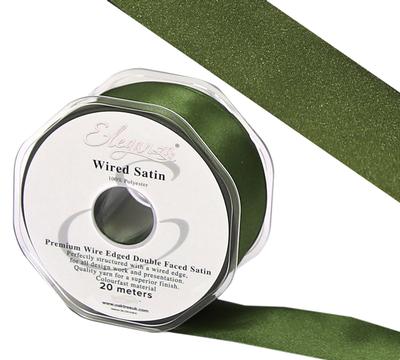 Eleganza Wired Edge Premium Double Faced Satin 38mm x 20m Basil No.57 - Ribbons
