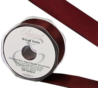 Eleganza Wired Edge Premium Double Faced Satin 38mm x 20m Burgundy No.17 - Ribbons