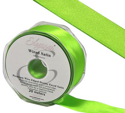 Eleganza Wired Edge Premium Double Faced Satin 38mm x 20m Lime Green No. 14 - Ribbons