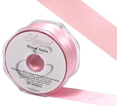 Eleganza Wired Edge Premium Double Faced Satin 50mm x 20m Lt. Pink No.21 - Ribbons