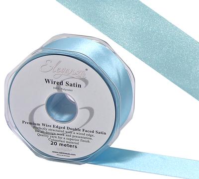 Eleganza Wired Edge Premium Double Faced Satin 50mm x 20m Lt. Blue No.25 - Ribbons