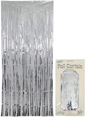 Oaktree Foil Door Curtain 0.90m x 2.40m Metallic Silver - Partyware