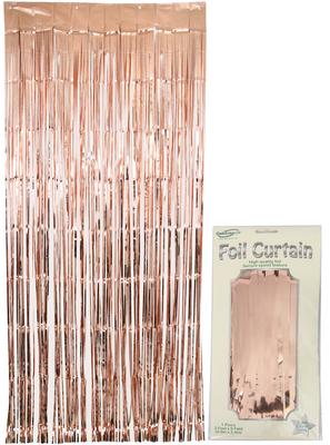 Oaktree Foil Door Curtain 0.90m x 2.40m Metallic Rose Gold - Partyware