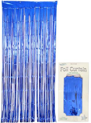 Oaktree Foil Door Curtain 0.90m x 2.40m Metallic Blue - Partyware