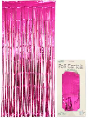 Oaktree Foil Door Curtain 0.90m x 2.40m Metallic Fuchsia - Partyware