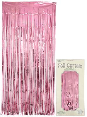 Oaktree Foil Door Curtain 0.90m x 2.40m Metallic Lt. pink - Partyware