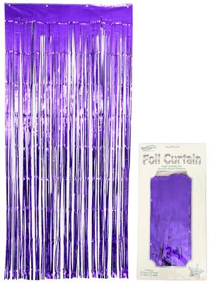 Oaktree Foil Door Curtain 0.90m x 2.40m Metallic Purple - Partyware